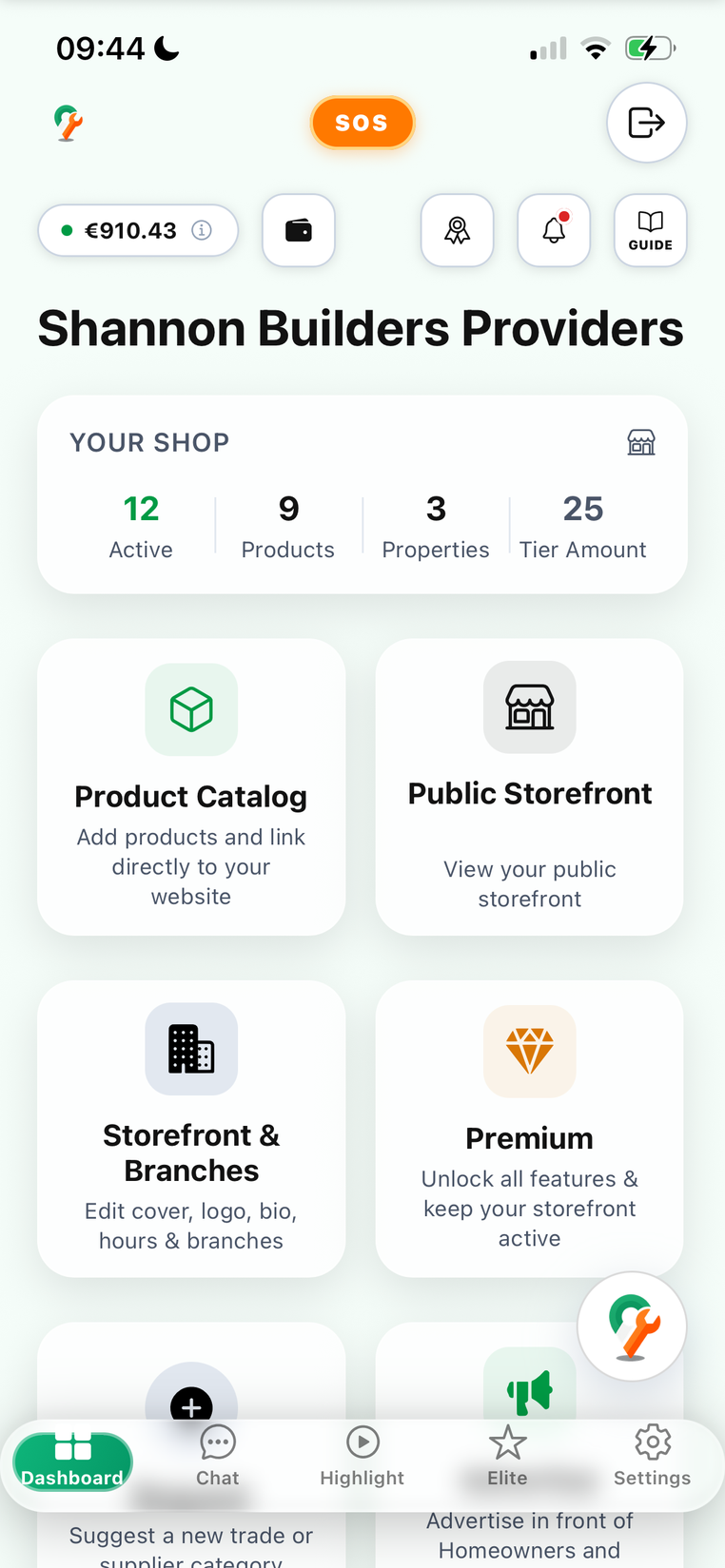 Tradesfind supplier dashboard - your shop and storefront